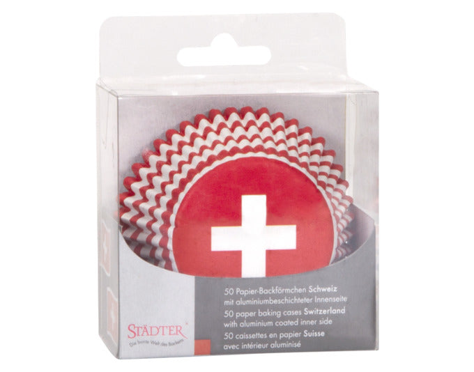 Papierbackförmchen Maxi Schweiz von STÄDTER, 50 Stück, ideal für Muffins und Cupcakes, Durchmesser 5/7 cm, Höhe 3.5 cm, dekorativ.