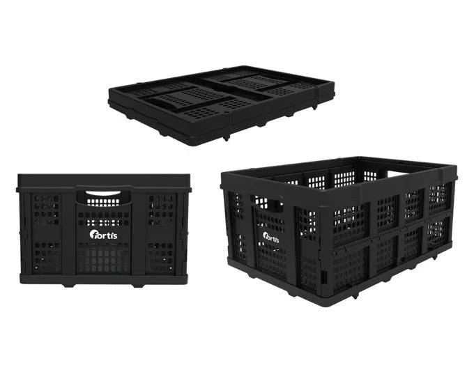 Praktische FORTIS Klappboxen, 560x400x260 mm, 2er-Set, ideal für Lagerung und Transport, robust und platzsparend.