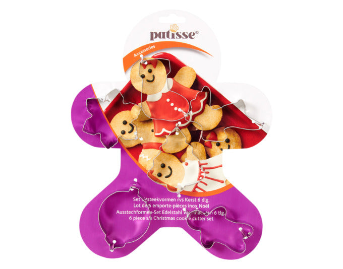 PATISSE Ausstechformen Weihnachten 6 Stk. assortiert Edelstahl auf Karte Lebkuchenmann in  präsentiert im Onlineshop von KAQTU Design AG. Ausstecher ist von PATISSE