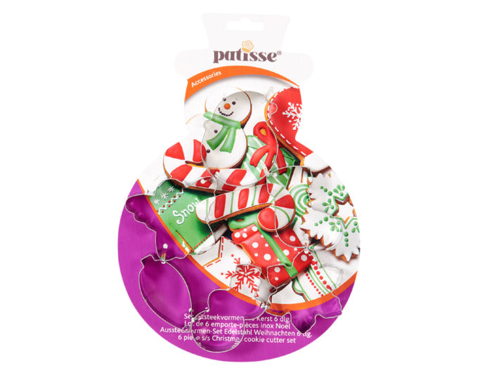 PATISSE Ausstechformen Weihnachten 6 Stk. assortiert Edelstahl auf Karte Schneemann in  präsentiert im Onlineshop von KAQTU Design AG. Ausstecher ist von PATISSE