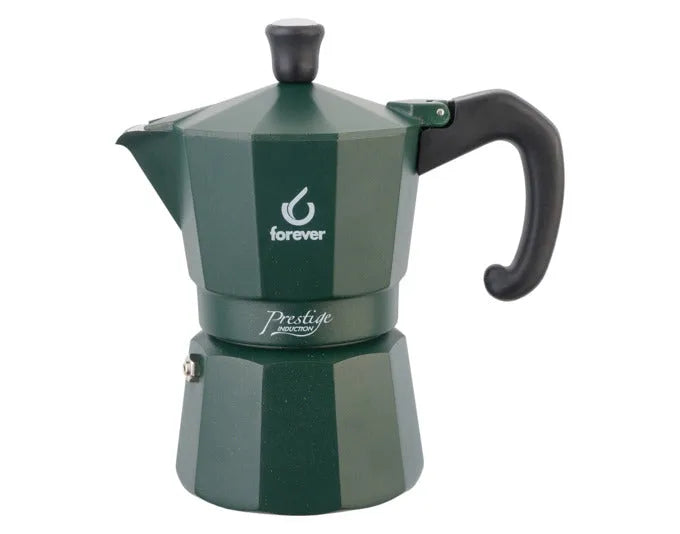 FOREVER Kaffeezubereiter Moka Prestige Induktion 2 Tassen tannengrün matt in  präsentiert im Onlineshop von KAQTU Design AG. Küchengerät ist von FOREVER