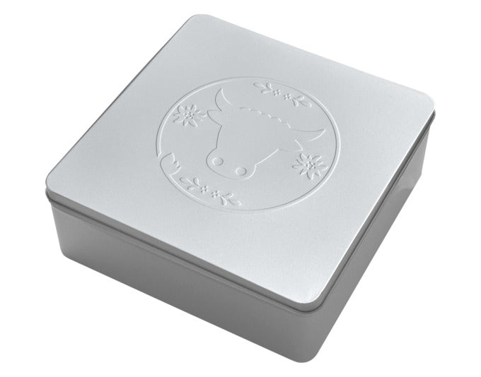 STEINLIN Weissblechdose Kuh 19.5x19.5x7 cm in  präsentiert im Onlineshop von KAQTU Design AG. Aufbewahrungsdose ist von STEINLIN