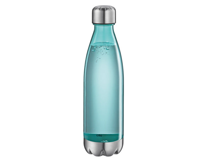 Die CILIO Trinkflasche Elegante 0.7 l aus Tritan in transparentem Grün ist stilvoll, robust und ideal für unterwegs.