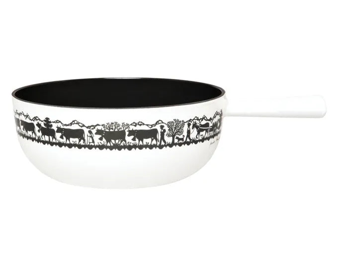 STÖCKLI Käsefonduecaquelon Classic Alp weiss schwarz Induktion Gusseisen 2.4 l ø 22 cm in  präsentiert im Onlineshop von KAQTU Design AG. Fondue/Raclette ist von STÖCKLI