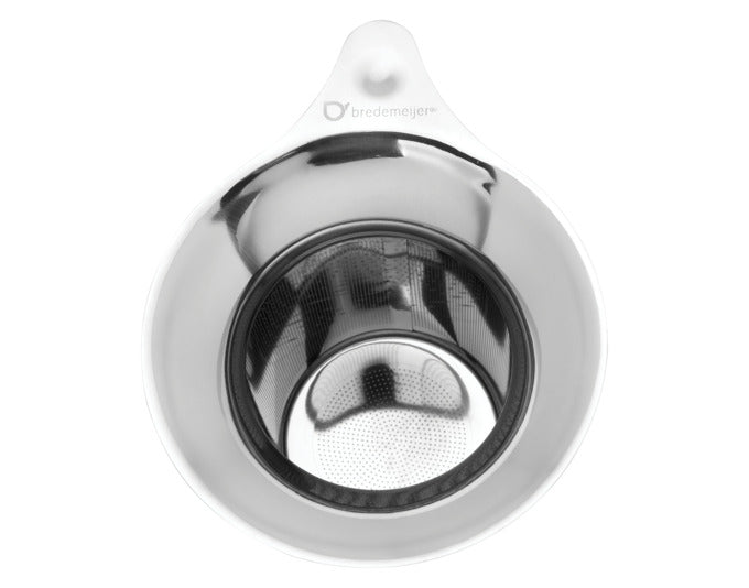 Hochwertiger BREDEMEIJER Teefilter aus Edelstahl, ideal für losen Tee, mit praktischem Rand, Maße: 8.9x11.4x7.8 cm.