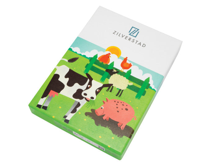 Das ZILVERSTAD Kinderbesteck Bauernhoftiere ist ein 4-teiliges Set mit niedlichen Tiermotiven, ideal für Kinder.