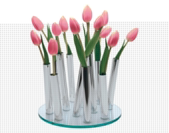 Elegante PHILIPPI Vase Bouquet aus Glas und Aluminium, ø 24 cm, ideal für stilvolle Blumenarrangements und modernes Interieur.