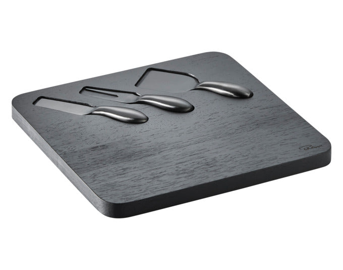 PHILIPPI Käseschneidbrett Fromage mit 3 Messern 28x28x2 cm schwarz in  präsentiert im Onlineshop von KAQTU Design AG. Käsezubehör ist von PHILIPPI
