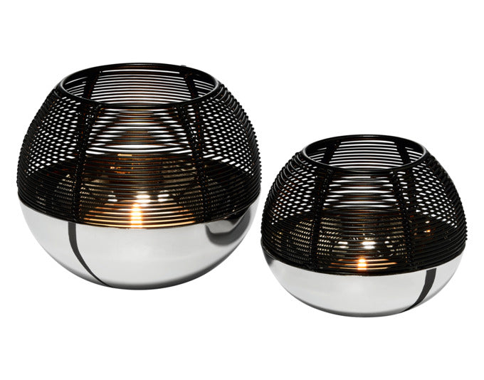 PHILIPPI Tealight Luna M metallo ø 12x11 cm nero/argento