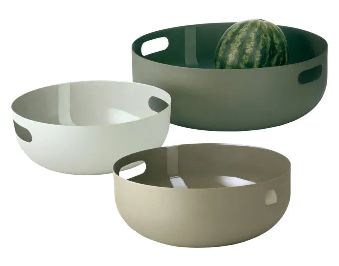 Elegantes 3-teiliges Schalenset aus Metall von PHILIPPI, Modell Copenhagen, ideal für stilvolle Präsentationen.