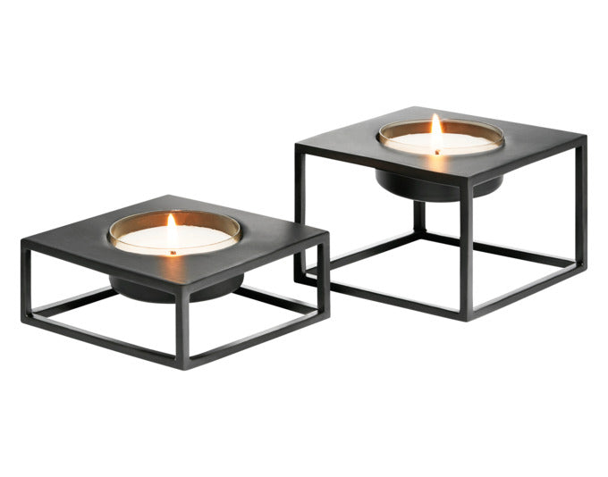 PHILIPPI Portacandela Solero M in metallo 10x10x8 cm nero