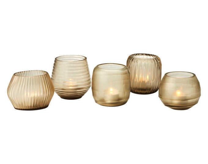 PHILIPPI Set portacandele Terra Glass 5 pezzi braun