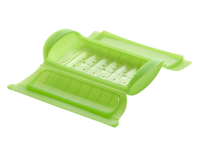 LÉKUÉ Dampfgarer für Mikrowelle mit Einsatz 1-2 Portionen grün in  präsentiert im Onlineshop von KAQTU Design AG. Küchengerät ist von LEKUE