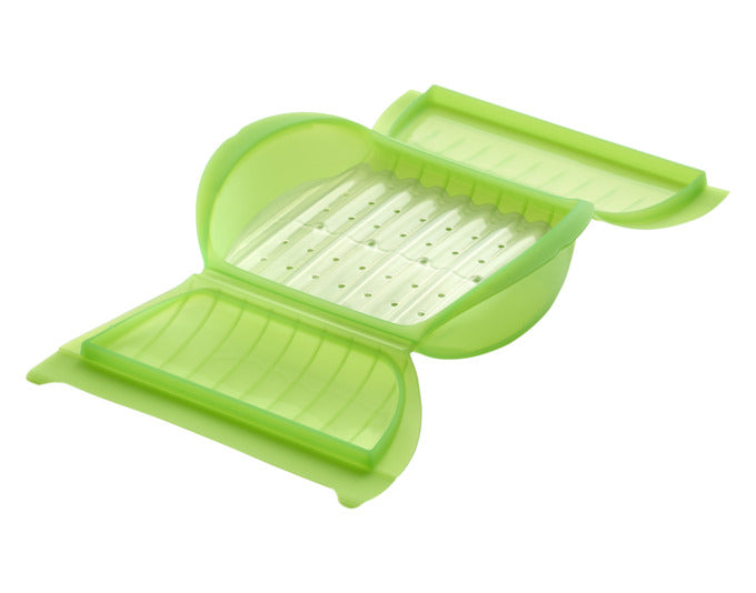 LÉKUÉ Dampfgarer für Mikrowelle mit Einsatz 3-4 Portionen grün in  präsentiert im Onlineshop von KAQTU Design AG. Küchengerät ist von LEKUE