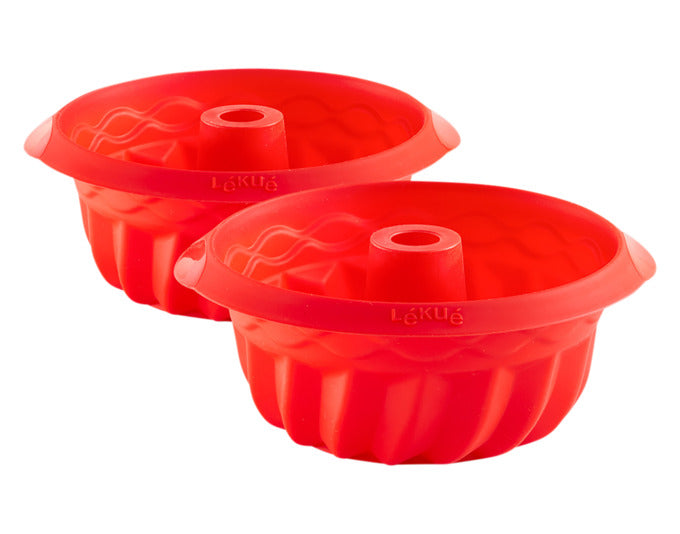 LÉKUÉ Gugelhupfform Mini Silikon 2 Stück ø 15 cm rot in  präsentiert im Onlineshop von KAQTU Design AG. Backform / Backblech ist von LEKUE