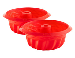LÉKUÉ Stampo per ciambella mini silicone 2 pezzi ø 15 cm rosso