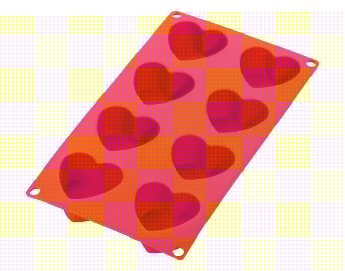LÉKUÉ Herzbackform Mini 8er Silikon 30x17.5 cm rot in  präsentiert im Onlineshop von KAQTU Design AG. Backform / Backblech ist von LEKUE