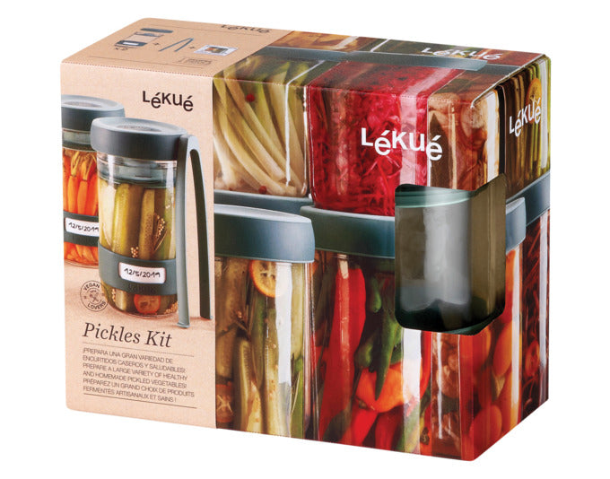 Praktisches Fermentier-Set von LÉKUÉ für Gemüse, 2 Behälter à 0,7 l, ideal für gesunde hausgemachte Fermente.