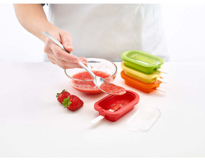 LÉKUÉ Glaceform Magnum Mini, 4er Set, aus Silikon, ideal für selbstgemachte Eis am Stiel, in verschiedenen Farben.