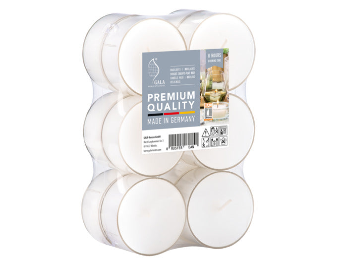 GALA Maxi-Teelichter ø 5.8 H 2.8 cm 12er Pack 8 h Kunststoffbecher in  präsentiert im Onlineshop von KAQTU Design AG. Kerzen ist von GALA GROUP