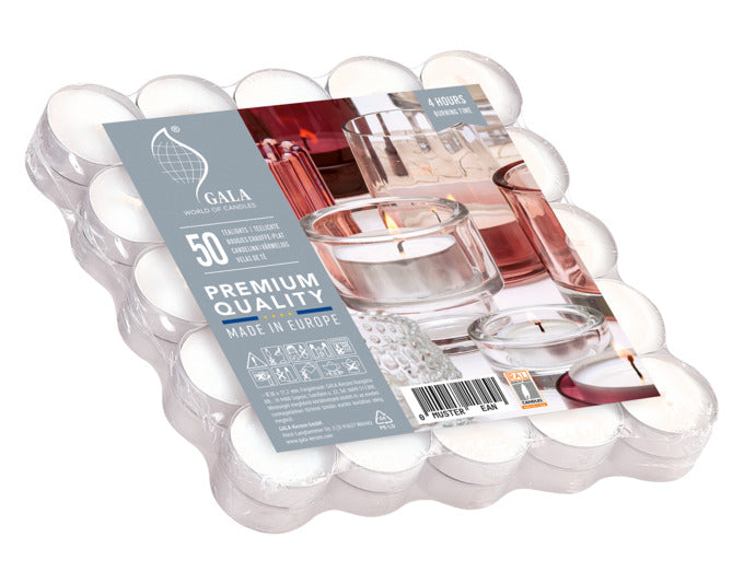 GALA Teelichter ø 4 H 2 cm 50er Pack 4 h Aluminiumhülle in  präsentiert im Onlineshop von KAQTU Design AG. Kerzen ist von GALA GROUP