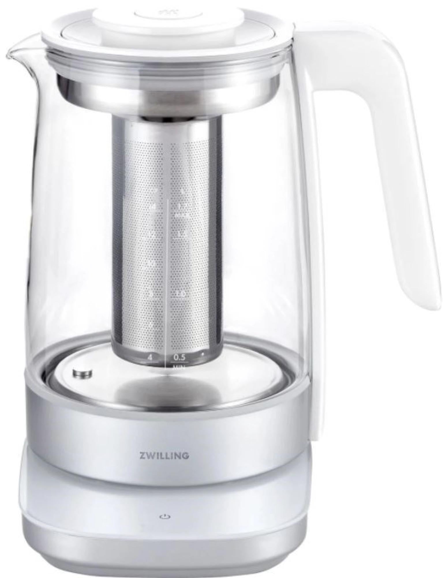 Zwilling Enfinigy: Stilvoller 1.7l Glas-Wasserkocher in Weiss.