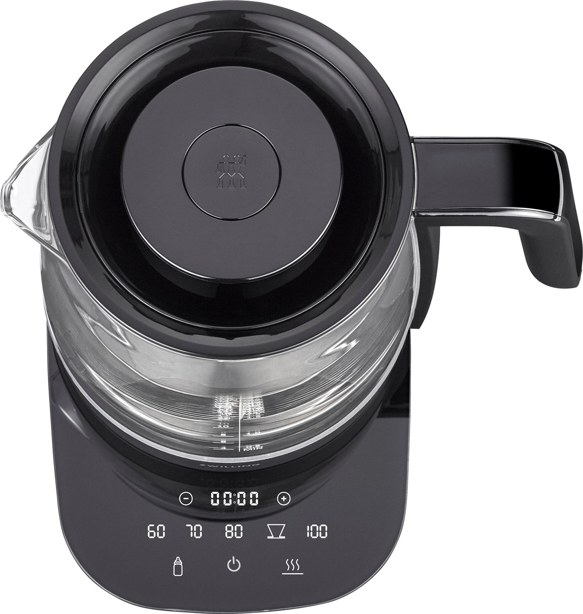 Der Enfinigy Wasserkocher von Zwilling Kitchen kombiniert stilvolles Glasdesign mit 2400 Watt Leistung und 1.7l Fassungsvermögen – perfekt für jede Küche!