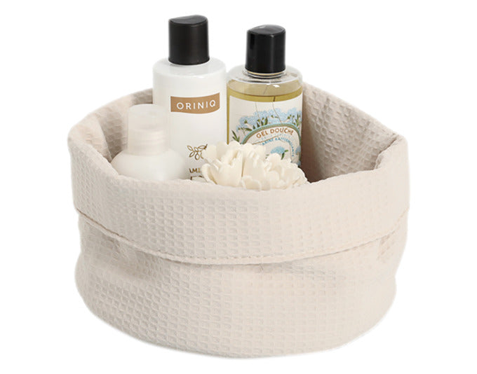 Zeller storage basket Waffelpiqué cream Ø 20x12 cm