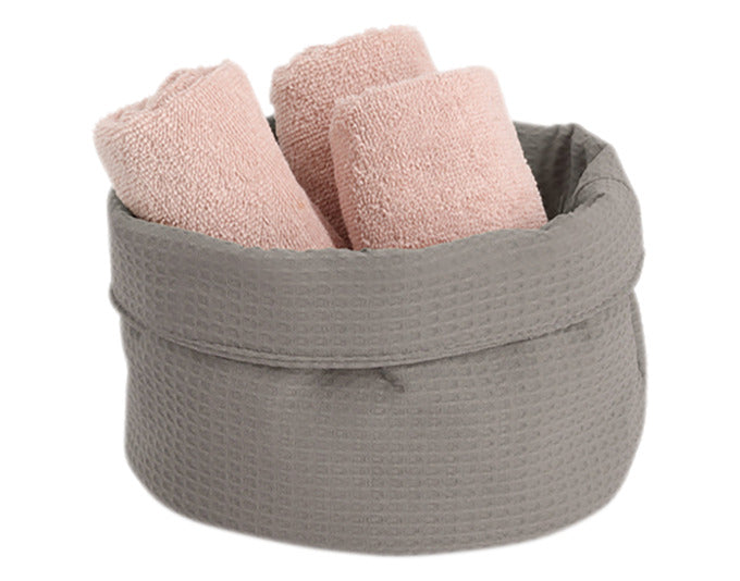 ZELLER Aufbewahrungskorb Waffelpiqué taupe ø 20x12 cm in  präsentiert im Onlineshop von KAQTU Design AG. Aufbewahrungsbehälter ist von ZELLER PRESENT