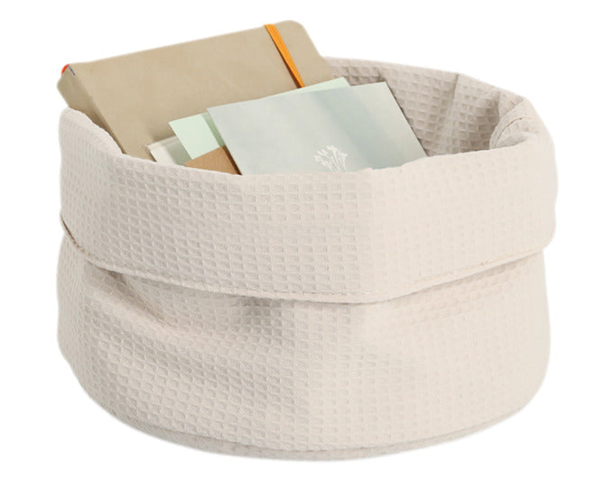 ZELLER Aufbewahrungskorb Waffelpiqué creme ø 25x13 cm in  präsentiert im Onlineshop von KAQTU Design AG. Aufbewahrungsbehälter ist von ZELLER PRESENT