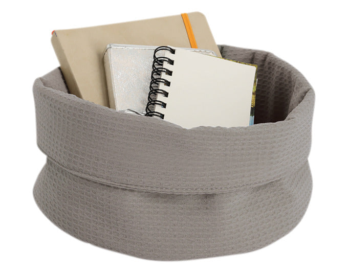 ZELLER Aufbewahrungskorb Waffelpiqué taupe ø 25x13 cm in  präsentiert im Onlineshop von KAQTU Design AG. Aufbewahrungsbehälter ist von ZELLER PRESENT