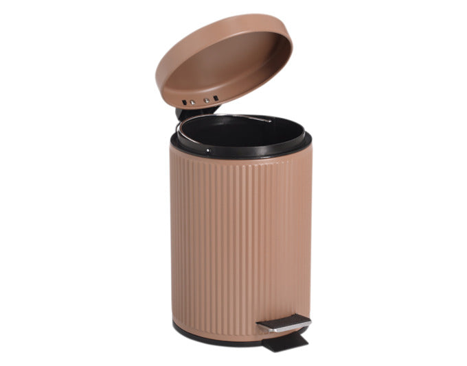 Moderner Treteimer aus Metall in Mocca, 3 Liter Fassungsvermögen, kompakt mit Ø 17x26 cm, ideal für Bad oder Küche.