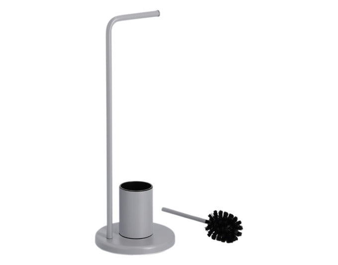 Elegante WC-Garnitur aus grauem Metall, ø 22x63 cm, von ZELLER PRESENT. Praktisch und stilvoll für jedes Badezimmer.