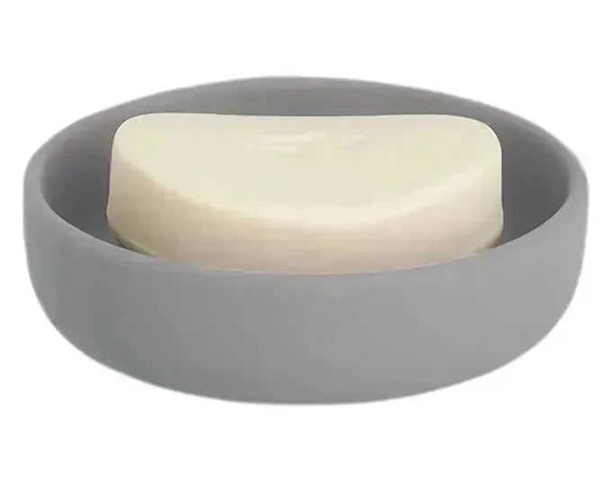Elegante graue Keramik-Seifenschale von ZELLER, ø 11.2x3.3 cm, ideal für stilvolle Badezimmer.