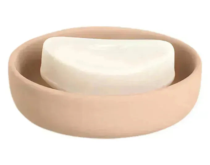 Elegante Seifenschale aus Keramik in Mandel-Farbton, ø 11,2 cm, Höhe 3,3 cm, von ZELLER PRESENT, ideal für stilvolle Badezimmer.