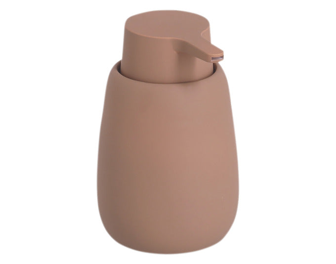 ZELLER Seifenspender Keramik mocca ø 8.8x13.7 cm in  präsentiert im Onlineshop von KAQTU Design AG. Badzubehör ist von ZELLER PRESENT