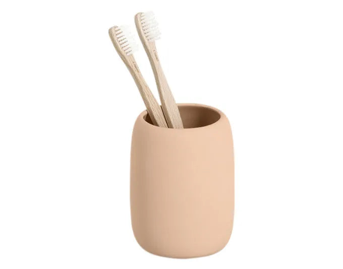 Eleganter Zahnputzbecher aus Keramik in Mandel-Farbe, ø 8.4x10.8 cm, von ZELLER PRESENT, ideal für stilvolle Badezimmer.