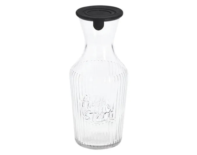 ZELLER Glaskaraffe mit Silikondeckel schwarz 1.2 l ø 11x25.5 cm in  präsentiert im Onlineshop von KAQTU Design AG. Karaffe ist von ZELLER PRESENT