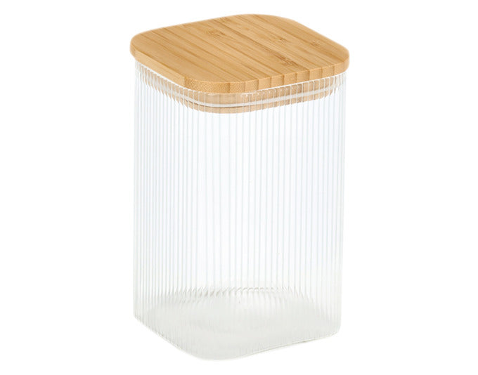 ZELLER Vorratsglas mit Bambusdeckel eckig 720 ml 10x10x10.7 cm in  präsentiert im Onlineshop von KAQTU Design AG. Aufbewahrungsbehälter ist von ZELLER PRESENT