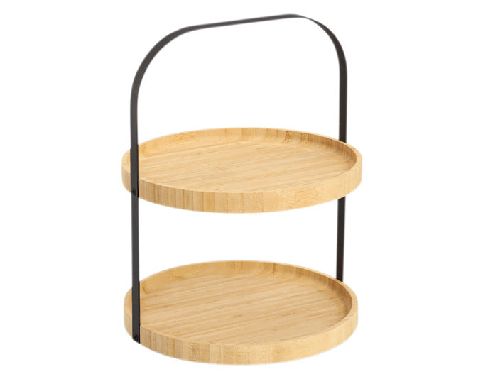ZELLER Etagere Bambus Metall natur schwarz ø 25x33 cm in  präsentiert im Onlineshop von KAQTU Design AG. Küchenhelfer ist von ZELLER PRESENT
