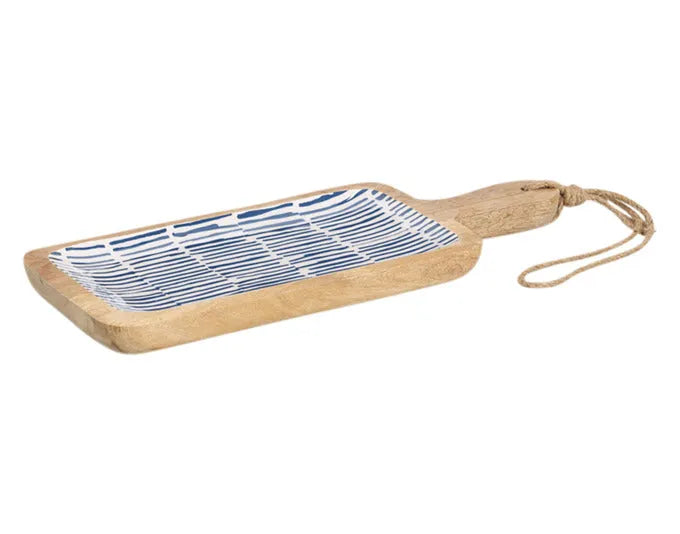 ZELLER Servierbrett Mangoholz blau 38x15x2.5 cm in  präsentiert im Onlineshop von KAQTU Design AG. Schale ist von ZELLER PRESENT