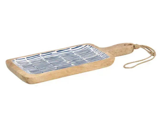 ZELLER Servierbrett Mangoholz blau 38x15x2.5 cm in  präsentiert im Onlineshop von KAQTU Design AG. Schale ist von ZELLER PRESENT