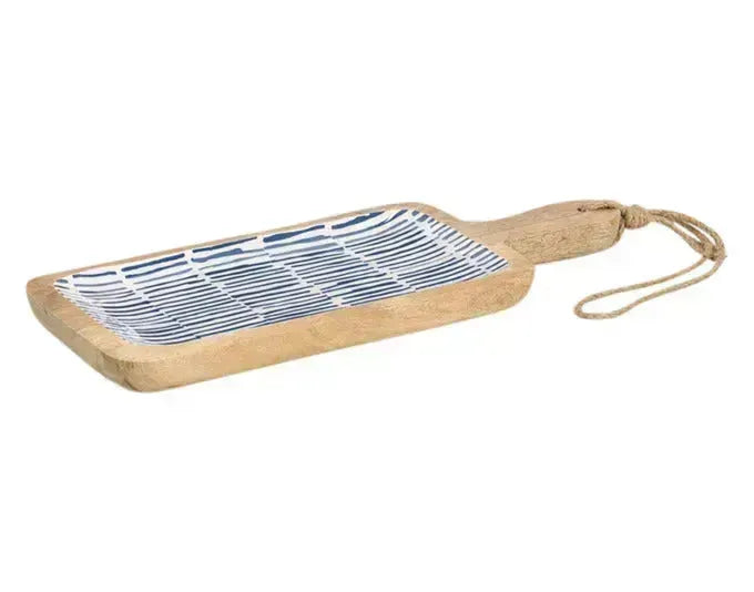 ZELLER Servierbrett Mangoholz blau 38x15x2.5 cm in  präsentiert im Onlineshop von KAQTU Design AG. Schale ist von ZELLER PRESENT