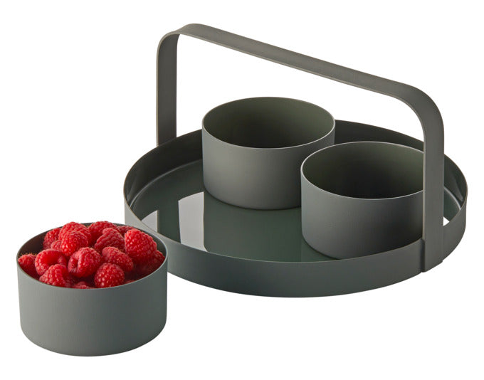 PHILIPPI Serviertablettset Clara 4-teilig ø 26x14 cm schiefergrün in  präsentiert im Onlineshop von KAQTU Design AG. Tablett ist von PHILIPPI