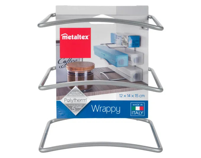 Praktischer METALTEX Wrappy Küchen-Organizer, 12x14x15 cm, Polytherm beschichtet, ideal für Folien und Tüten.