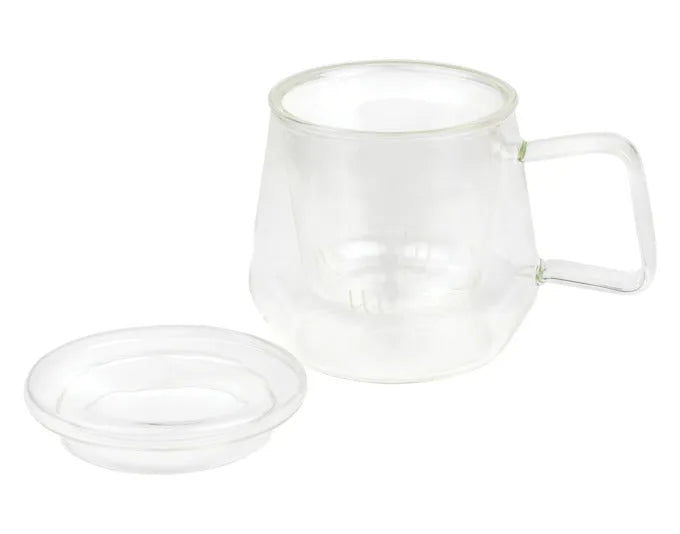 Elegantes Teeglas mit Filter und Deckel, 350 ml, ideal für losen Tee. Hochwertige Verarbeitung von BREDEMEIJER.
