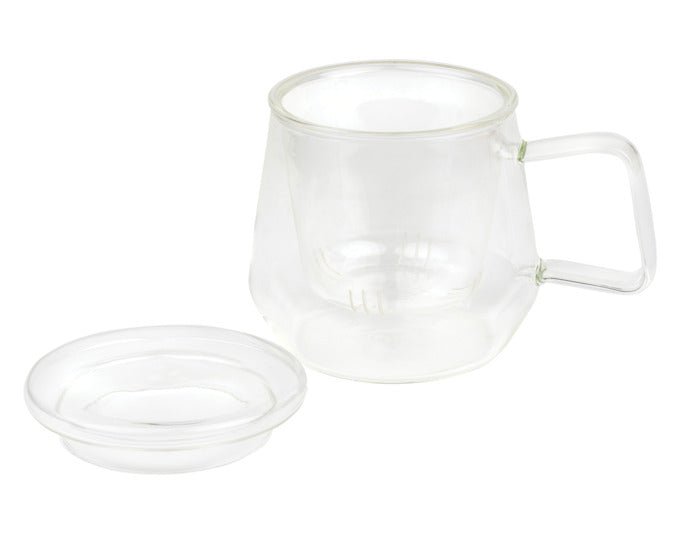 Elegantes Teeglas mit Filter und Deckel, 350 ml, ideal für losen Tee. Hochwertige Verarbeitung von BREDEMEIJER.