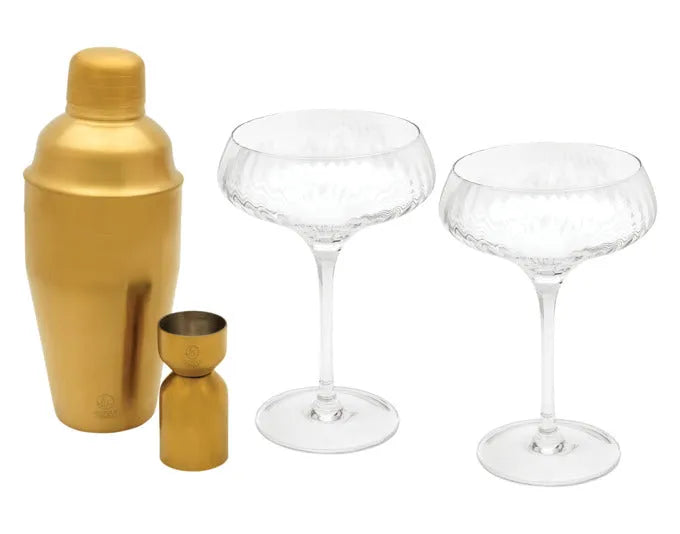 LEOPOLD Cocktail Set Arinto 4-teilig Inox gold/Glas in  präsentiert im Onlineshop von KAQTU Design AG. Barzubehör ist von LEOPOLD