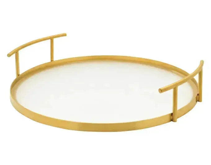 LEOPOLD Serviertablett Arinto Glas/Inox gold ø 37x7 cm in  präsentiert im Onlineshop von KAQTU Design AG. Tablett ist von LEOPOLD