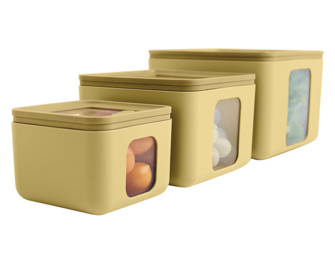 BLIM PLUS Vorratsdosen Set Quadro Combo XS-S-M citrus PEEK BOX Collection in  präsentiert im Onlineshop von KAQTU Design AG. Aufbewahrungsbehälter ist von BLIMPLUS